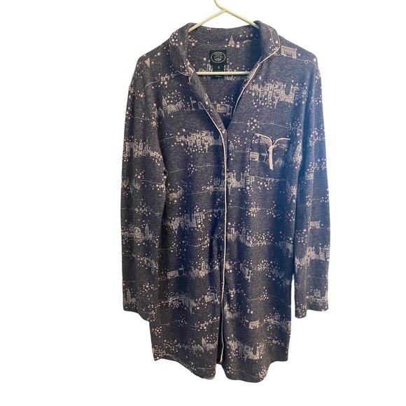 Laura Ashley Other - Laura Ashley Nightgown Size Small Blue Pink Trim City Lights Print Button Up